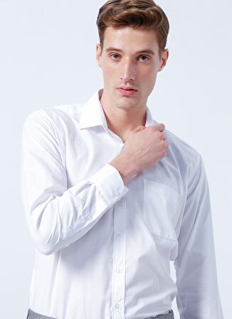 Süvari Regular Fit Klasik Yaka Düz Beyaz Erkek Gömlek GM1001400233