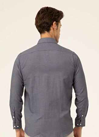 Süvari Slim Fit Klasik Yaka Düz Lacivert Erkek Gömlek GM1007100483