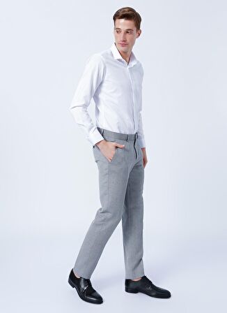 Süvari Slim Fit Klasik Yaka Armürlü Beyaz Erkek Gömlek GM2024700336