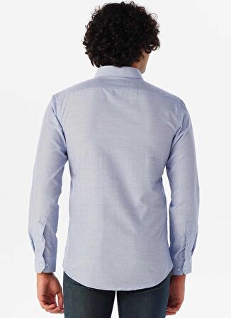 Süvari Slim Fit Klasik Yaka Düz Mavi Erkek Gömlek GM1007100488