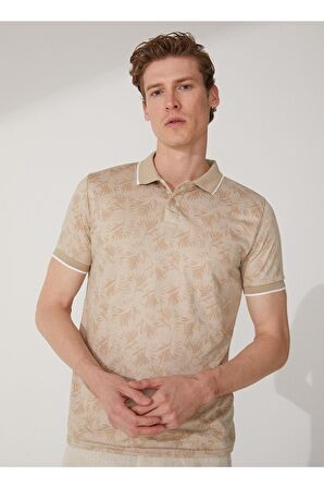 Süvari Polo Yaka Armürlü Ekru Erkek T-Shirt Ts1014000268