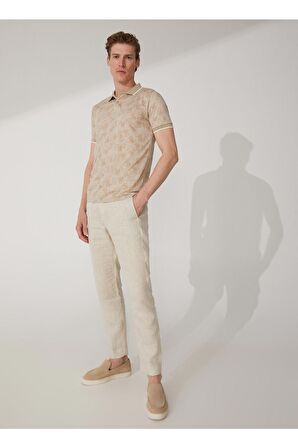 Süvari Polo Yaka Armürlü Ekru Erkek T-Shirt Ts1014000268