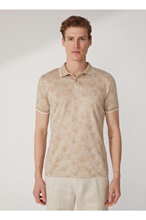 Süvari Polo Yaka Armürlü Ekru Erkek T-Shirt Ts1014000268