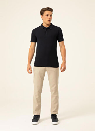 Süvari Polo Yaka Armürlü Lacivert Erkek T-Shirt TS1014000268