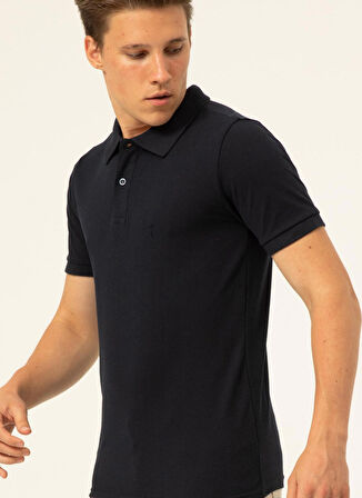 Süvari Polo Yaka Armürlü Lacivert Erkek T-Shirt TS1014000268