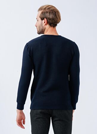 Süvari O Yaka  Slim Fit Armürlü Lacivert Erkek Kazak TR2013700288