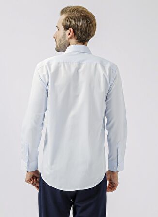 Süvari Regular Fit Klasik Yaka Armürlü Mavi - Buz Erkek Gömlek GM2025000222