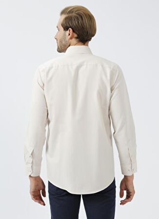 Süvari Regular Fit Düğmeli Yaka Düz Bej Erkek Gömlek GM1001400237