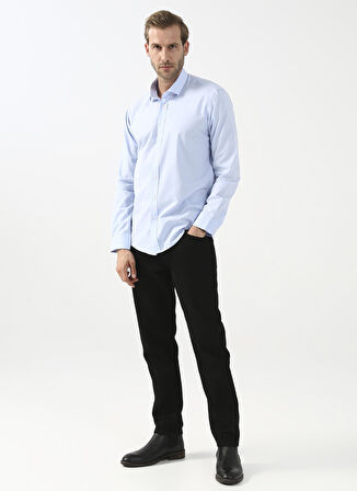 Süvari Slim Fit Klasik Yaka Düz Mavi Erkek Gömlek GM1007100494