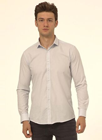 Süvari Slim Fit Klasik Yaka Düz Mavi - Buz Erkek Gömlek GM1007100497