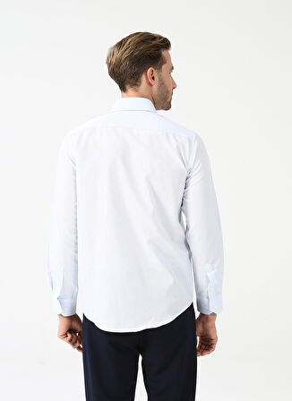 Süvari Regular Fit Klasik Yaka Armürlü Mavi - Buz Erkek Gömlek GM2025000232