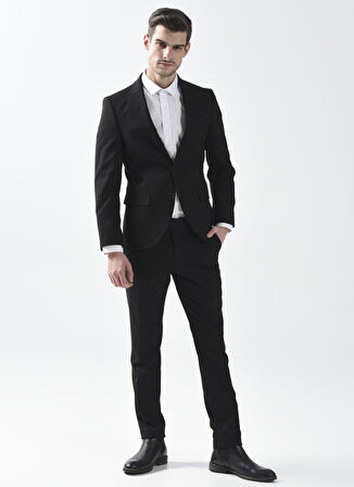 Süvari Normal Bel Slim Fit Siyah Erkek Takım Elbise Tk1000600245