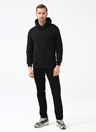 Süvari Kapüşon Yaka Regular Fit Siyah Erkek Kazak TR2013700311