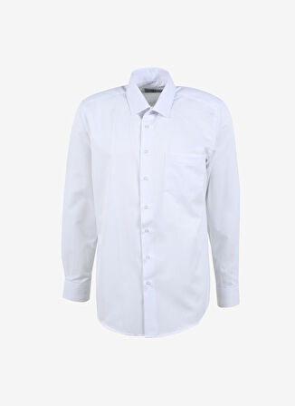Süvari Regular Fit Klasik Yaka Armürlü Beyaz Erkek Gömlek GM2025000252