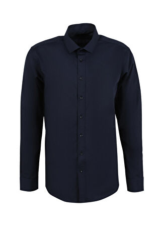 Süvari Slim Fit Klasik Yaka Düz Lacivert Erkek Gömlek GM1007100532