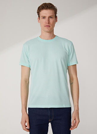 Süvari O Yaka Armürlü Su Yeşili Erkek T-Shirt TS1014000278