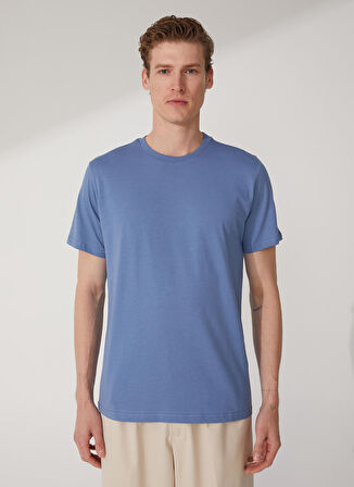 Süvari O Yaka Düz Mavi Erkek T-Shirt Ts1014000281
