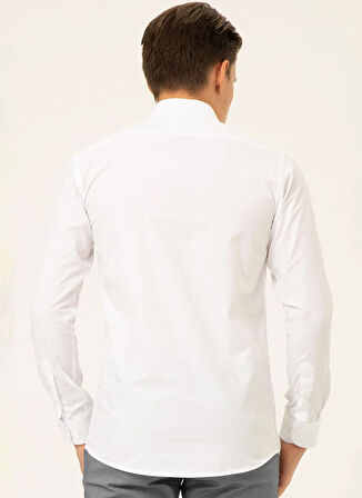 Süvari Slim Fit Klasik Yaka Düz Beyaz Erkek Gömlek GM1007100535