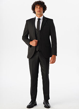Süvari Normal Bel Slim Fit Siyah Erkek Takım Elbise TK1020000259