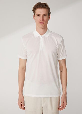 Süvari Polo Yaka Armürlü Beyaz Erkek T-Shirt TS1014000284