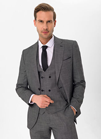 Süvari Normal Bel Slim Fit Siyah Erkek Takım Elbise TK1020000260