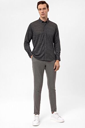 Süvari Manşetli Slim Kalıp Armürlü Gömlek