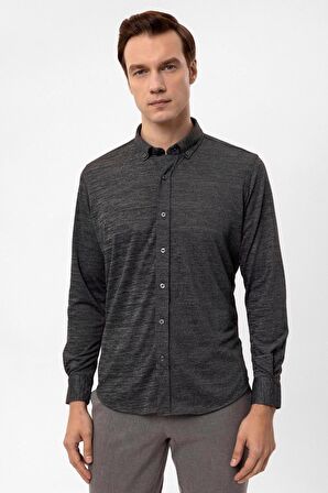 Süvari Manşetli Slim Kalıp Armürlü Gömlek