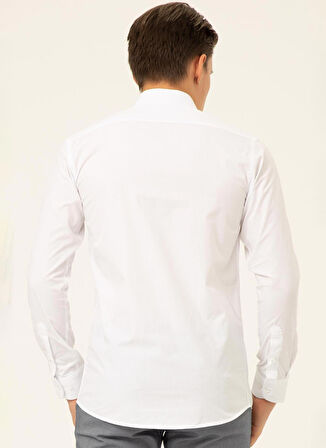 Süvari Slim Fit Klasik Yaka Düz Beyaz Erkek Gömlek GM1007100541