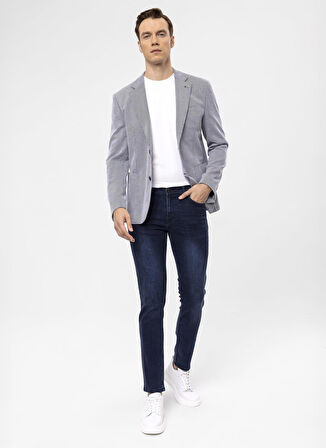 Süvari Slim Fit Mavi Erkek Armürlü Ceket CT2021600290