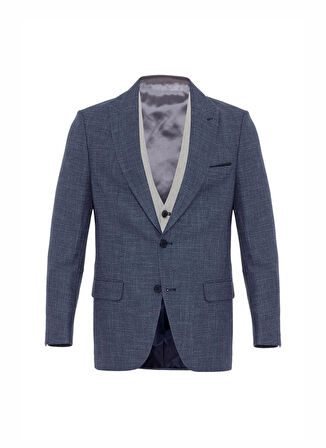 Süvari Normal Bel Slim Fit Saks Erkek Takım Elbise TK1020200163