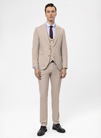 Süvari Normal Bel Slim Fit Bej Erkek Takım Elbise TK1020000267