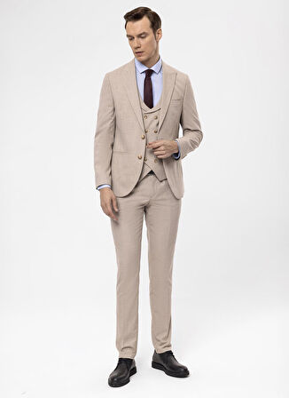 Süvari Normal Bel Slim Fit Bej Erkek Takım Elbise TK1020000267