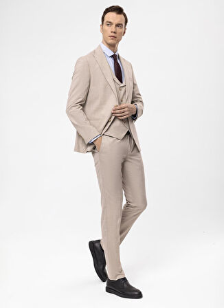 Süvari Normal Bel Slim Fit Bej Erkek Takım Elbise TK1020000267