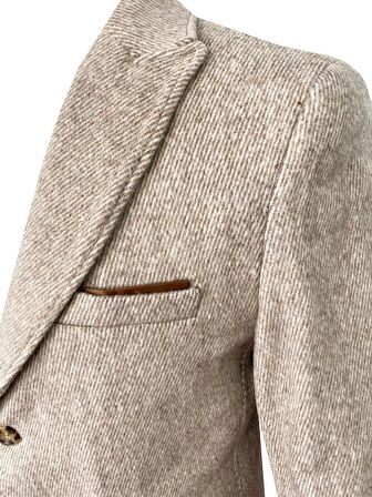 Süvari Slim Fit Sivri Yaka Bej Kaban