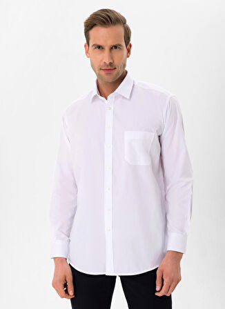 Süvari Regular Fit Klasik Yaka Düz Beyaz Erkek Gömlek GM1001400255