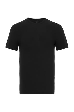 Siyah Slim Fit Armürlü Bisiklet Yaka Tişört