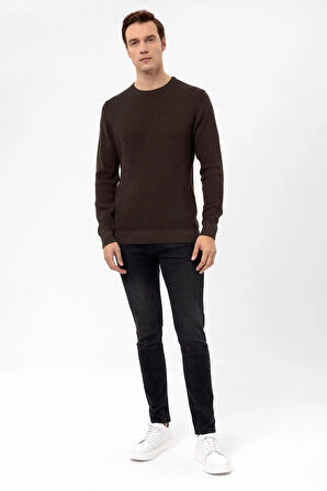 O Yaka Regular Kalıp Armürlü Triko