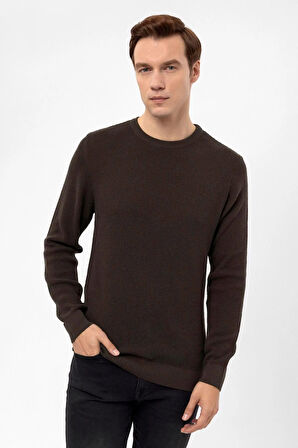 O Yaka Regular Kalıp Armürlü Triko