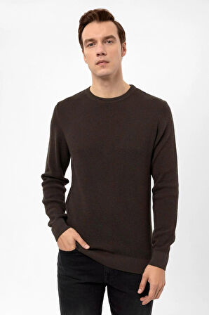 O Yaka Regular Kalıp Armürlü Triko