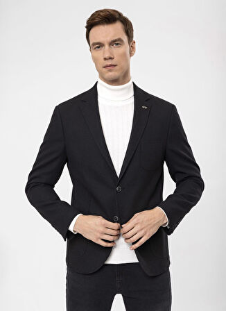 Süvari Slim Fit Siyah Erkek Armürlü Ceket CT2021600310