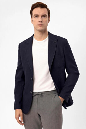 Slim Kalıp Armürlü Ceket