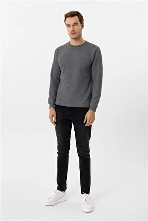 Slim Armürlü Bisiklet Yaka Sweatshirt