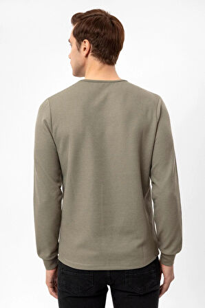 O Yaka Slim Kalıp Armürlü Sweatshirt