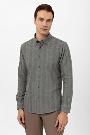 Süvari Köşeli Manşet Slimfit Düz Gömlek