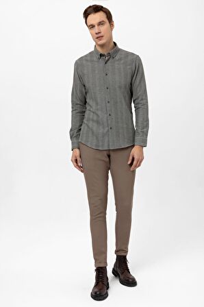 Süvari Köşeli Manşet Slimfit Düz Gömlek