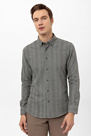 Süvari Köşeli Manşet Slimfit Düz Gömlek