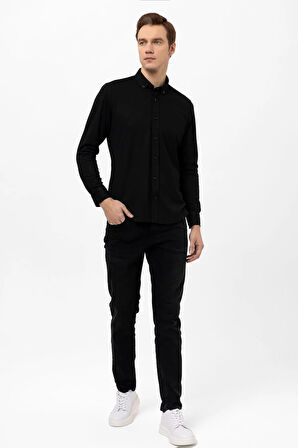 Manşetli Slim Kalıp Armürlü Gömlek