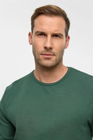 Yeşil Slim Bisiklet Yaka Sweatshirt