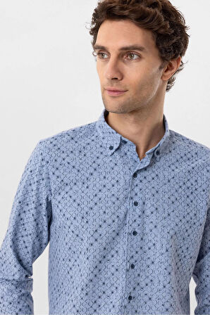 Köşeli Manşet Slimfit Düz Gömlek