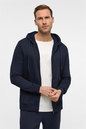 Lacivert Regular Düz Bisiklet Yaka Sweatshirt